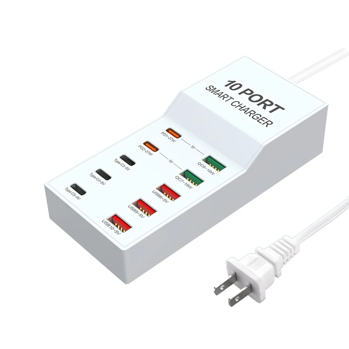 KEHIPI KEHIPI T7 10-Port 72W USB Charger White — product photo