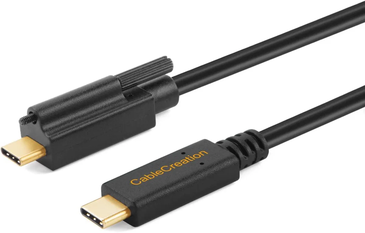 CableCreation CableCreation USB C to USB C Cable 10Gbps 60W Screw Locking 3.3FT 1M Black — product photo