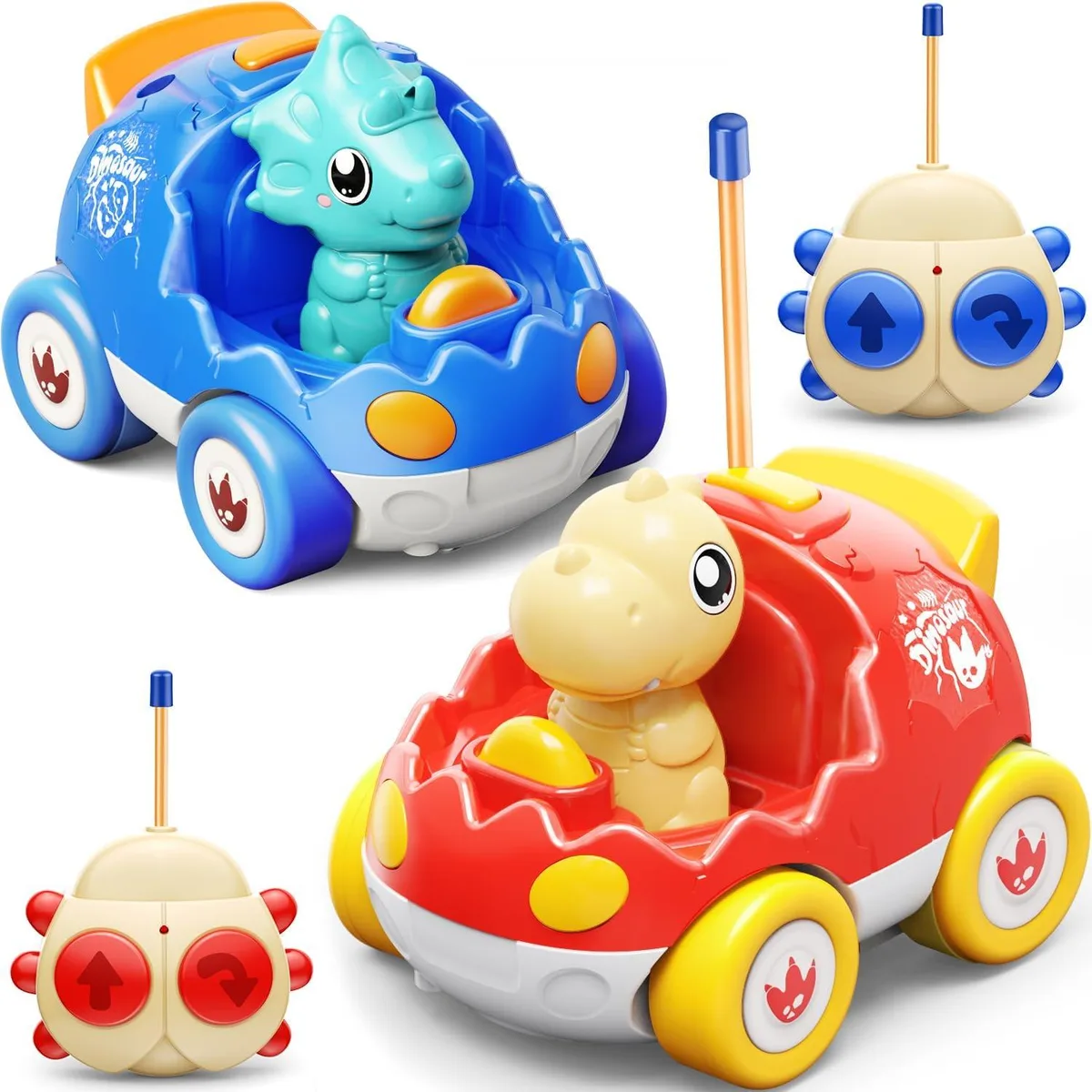 usbroway usbroway 2 Pack Dinosaur RC Cars Red Blue — product photo