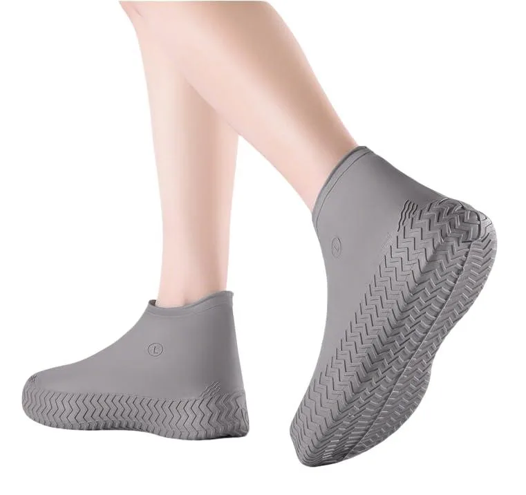  SUJAYU Waterproof Shoe Covers 2 Pairs Silicone Grey L — product photo