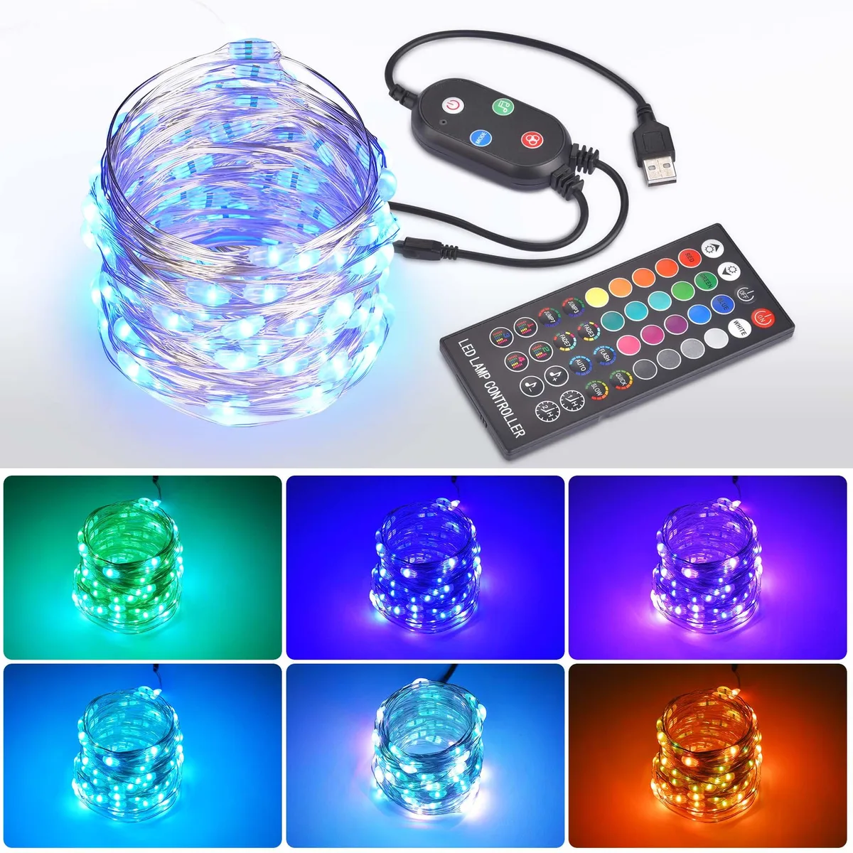 Yescom USA, Inc. Yescom USA, Inc. 33 ft RGB String Light 100 LED Bluetooth APP Remote IP65 — product photo