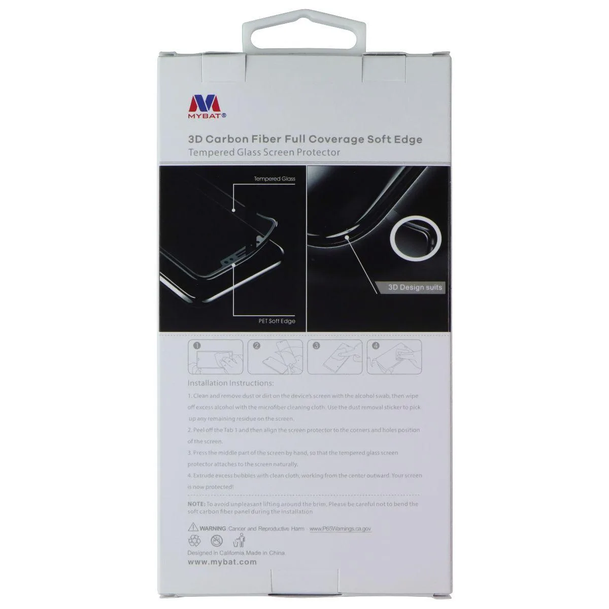 Mybat Mybat 3D Carbon Fiber Tempered Glass Screen Protector for iPhone 12/12 Pro — product photo