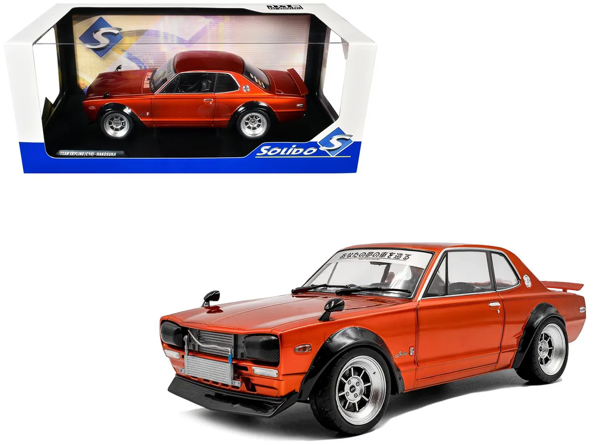 Solido Solido 1970 Nissan Skyline C10 Hakosuka RHD Orange Metallic 1/18 hobby collectible — product photo