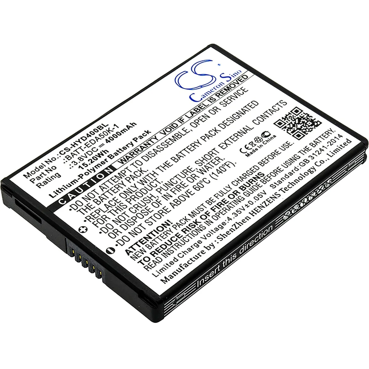 Centenex Electronics Centenex Electronics DS-CS-HYD400BL barcode scanner battery 4000mAh 3.8V — product photo