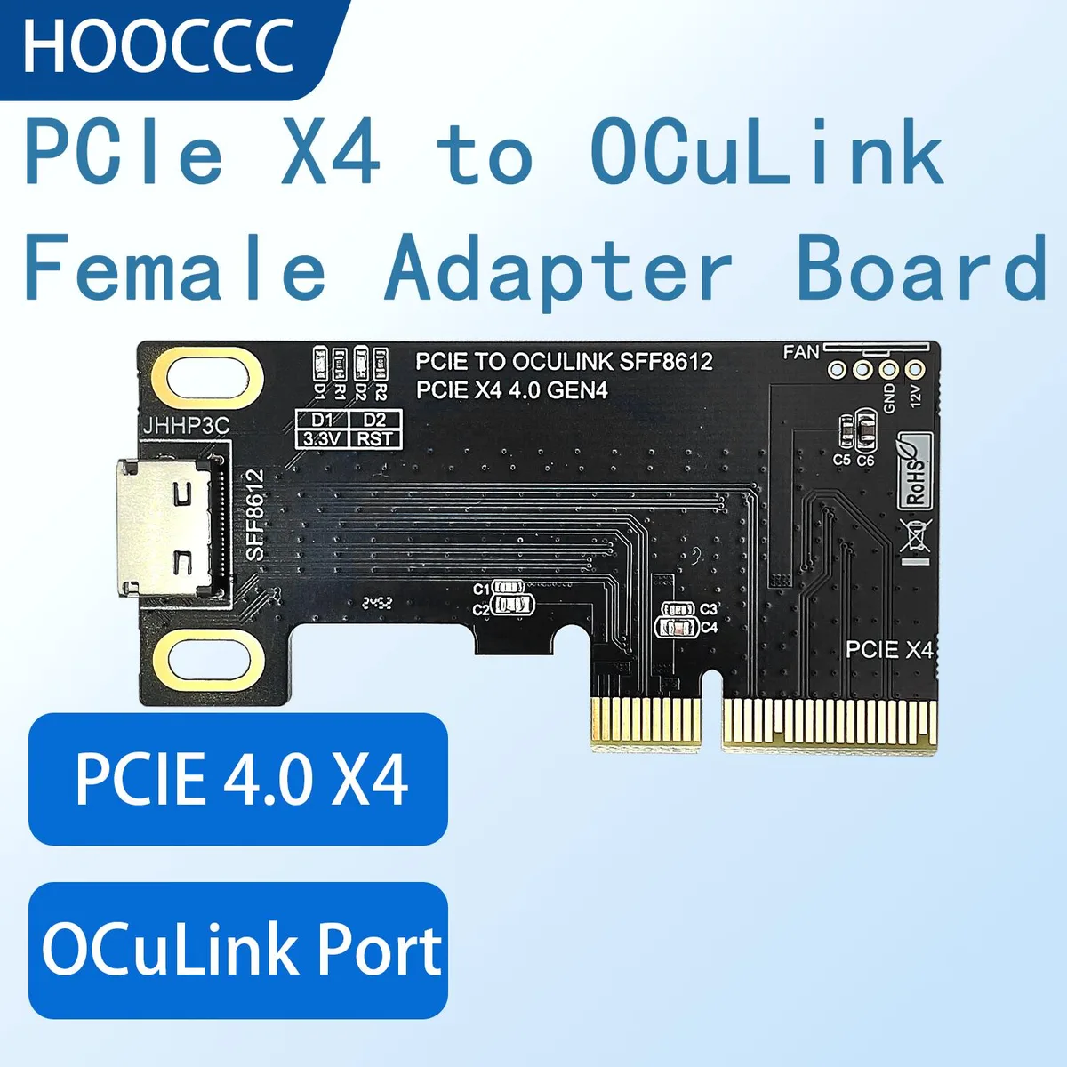 HOOCCC HOOCCC PCIe 4.0 x4 to OCuLink SFF-8612 Adapter Card — product photo