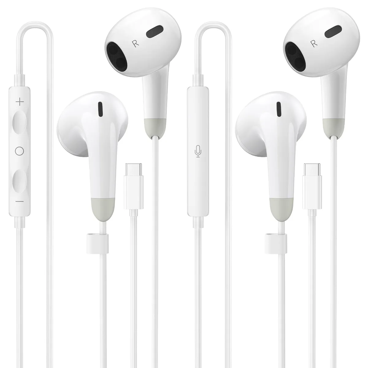  ZRTXBA E03 USB-C in-ear headphones, 2-pack, white, 1.2 m — product photo