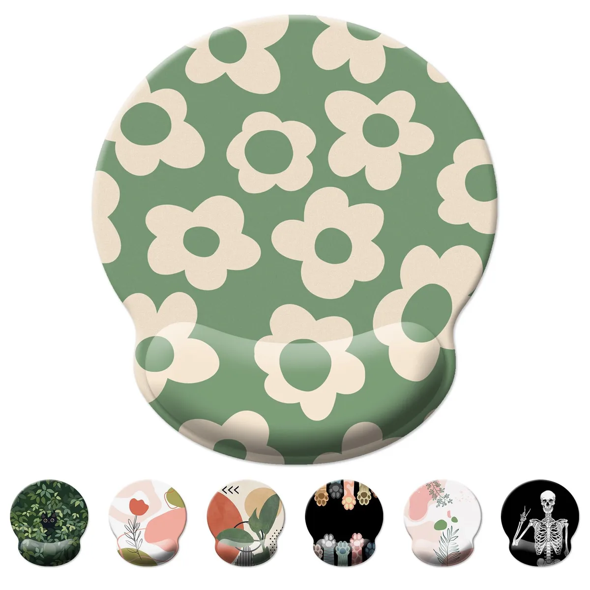 XSYXSN XSYXSN05 Mouse Pad Green Vintage Groovy Flowers — product photo