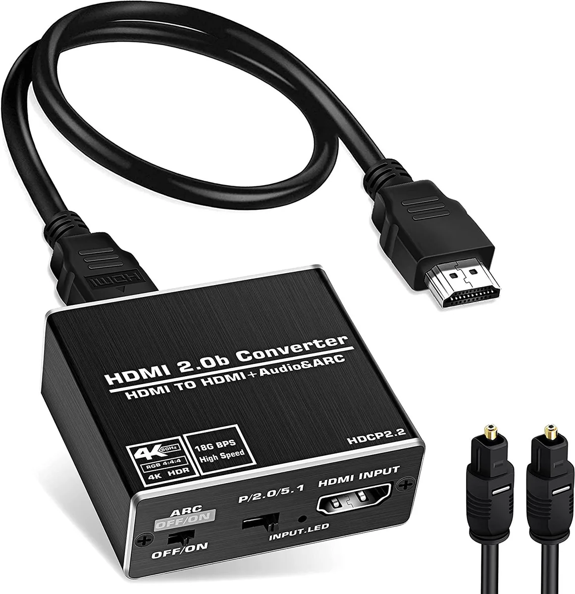 Jansicotek Jansicotek OZV8-1 Aluminum Shell 4K@60Hz HDMI Audio Extractor Splitter 3.5mm 2.0a HDCP 2.2 18Gbps — product photo