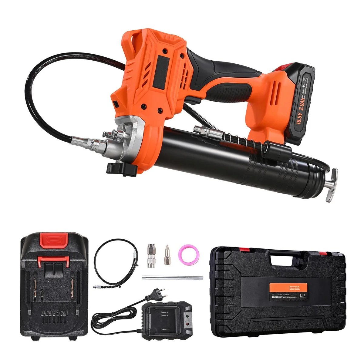 VEVOR VEVOR Cordless Grease Gun 8000 PSI 20V 2.0 Ah Battery 35.4" Hose Case — product photo