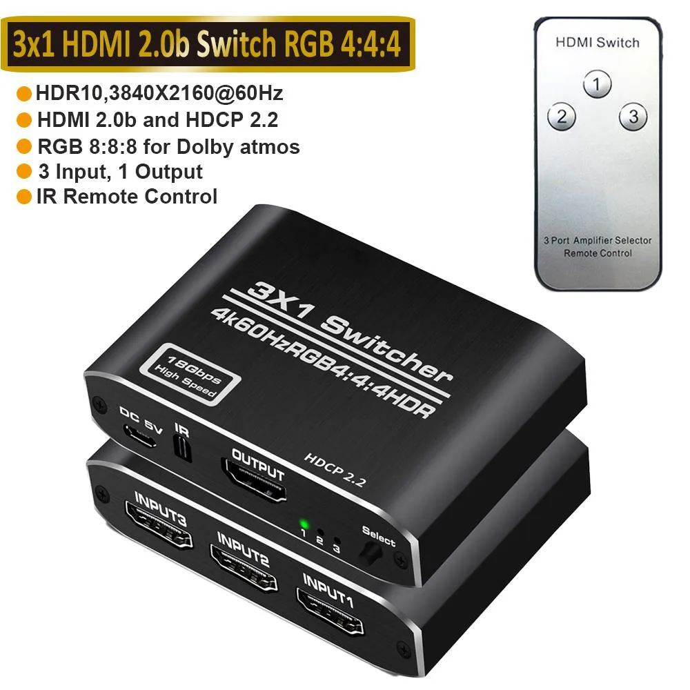 Jansicotek Jansicotek OZQ3-1 3-Port 4K@60Hz HDMI Switch — product photo