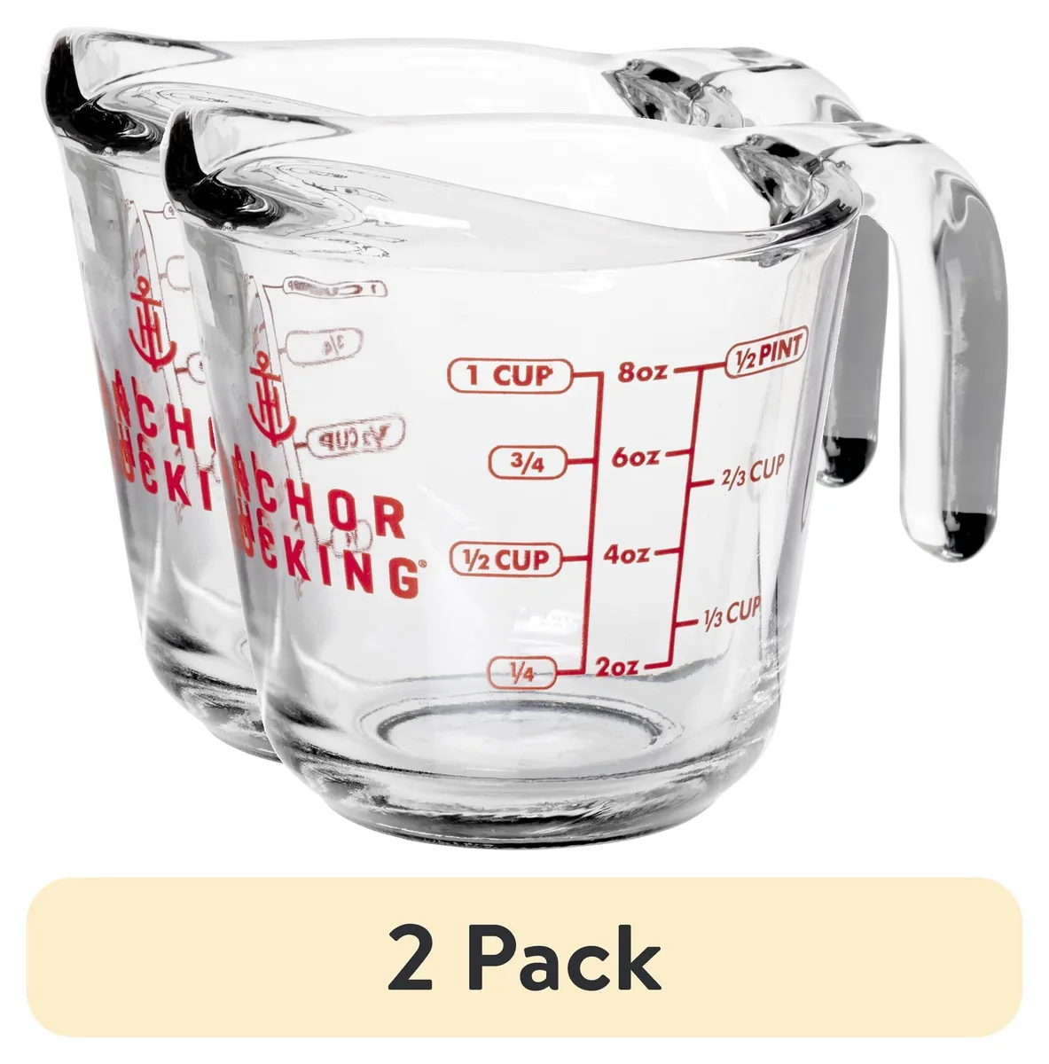 Anchor Hocking Anchor Hocking 8 oz Glass Measuring Cup Red (2 pack) — product photo