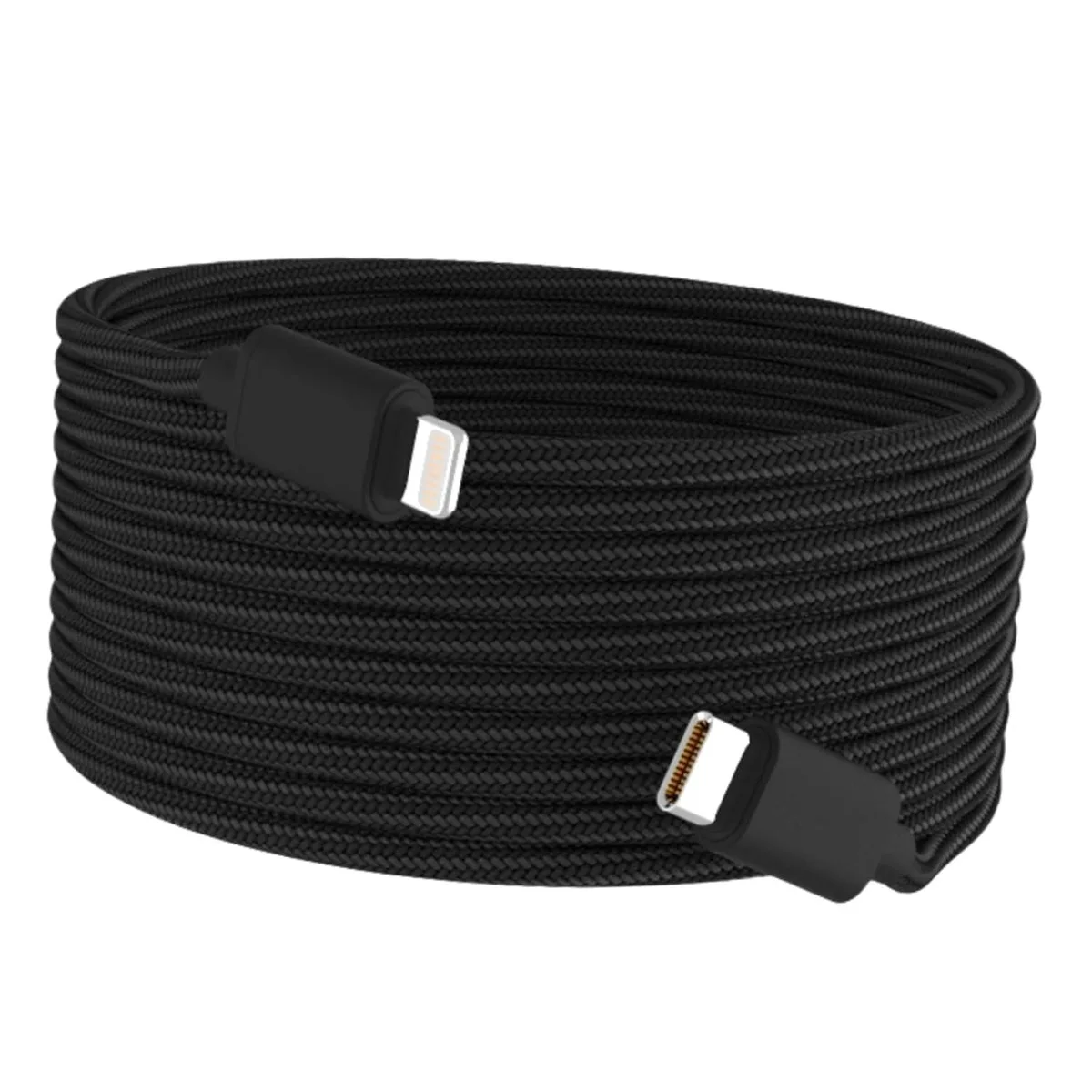 White 15ft braided Lightning cable with USB-C connector