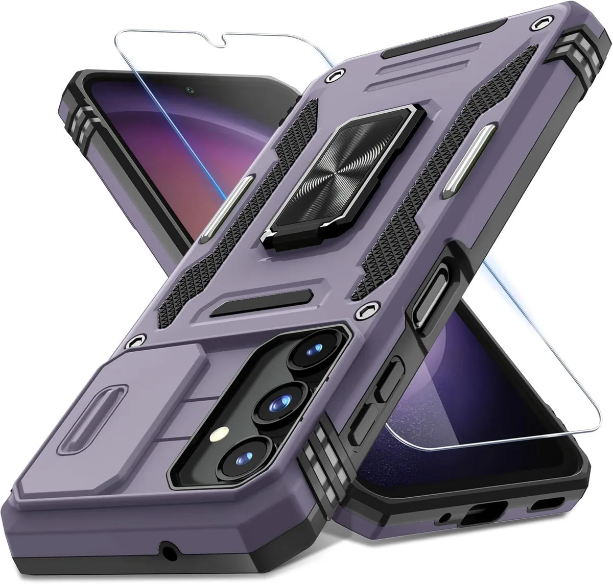 PISKEKAT PISKEKAT Case for Galaxy A16 5G Slide Camera Cover Screen Protector Ring Kickstand Deep Purple — product photo