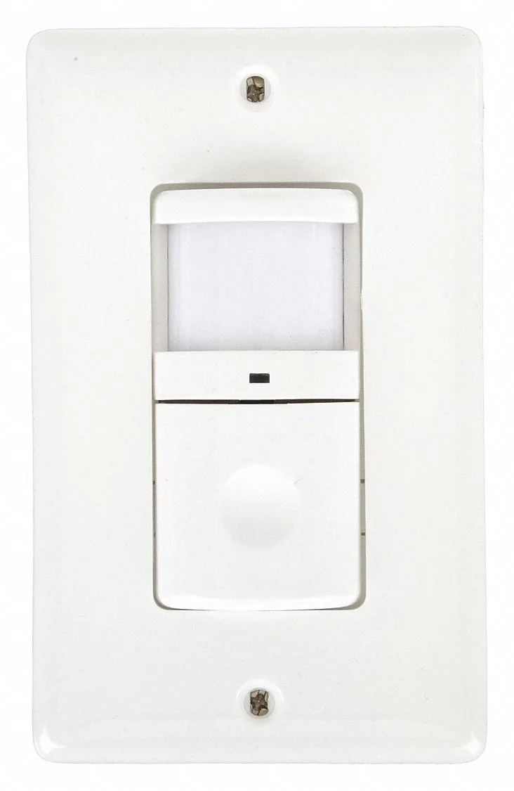 White wall-mounted occupancy vacancy sensor with nightlight