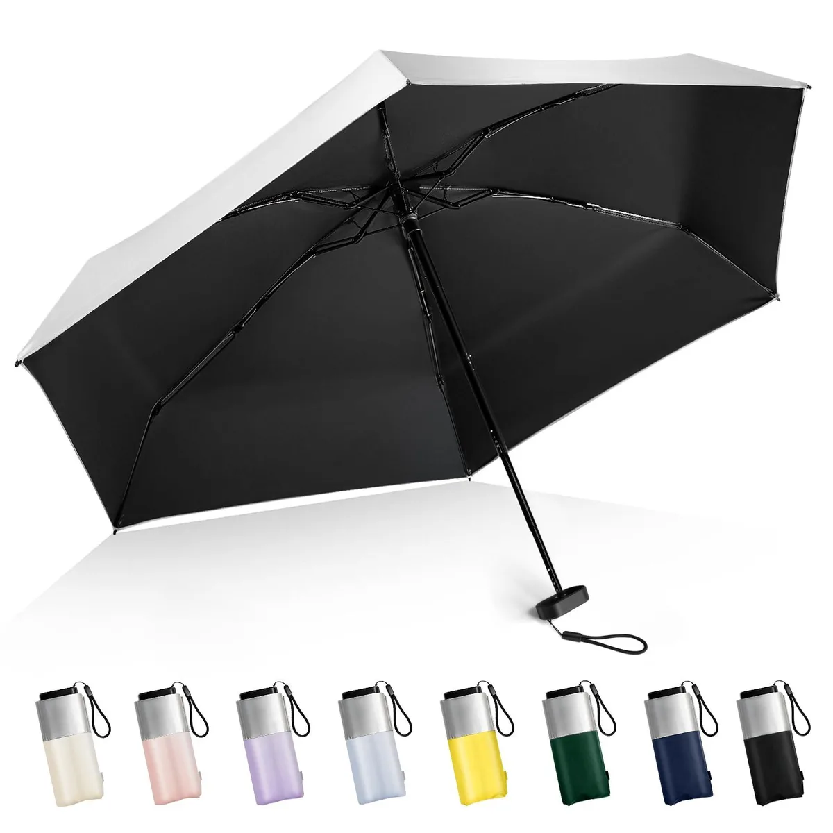  LEAGERA Mini Umbrella 5.9in UPF 50+ Black — product photo