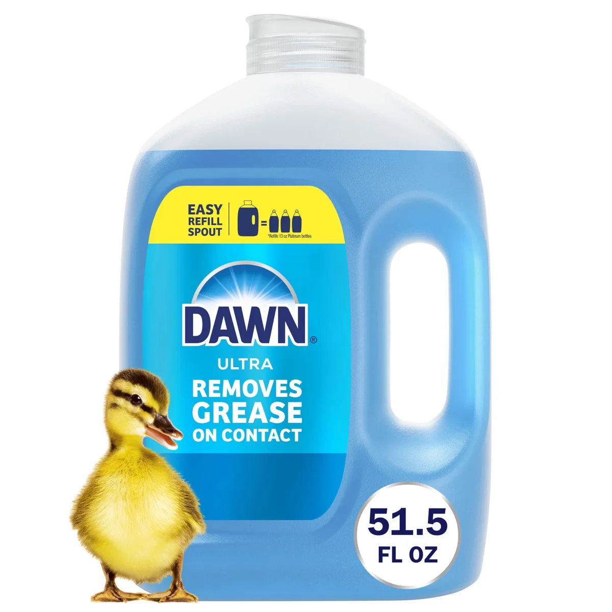 Blue Dawn Ultra dish soap refill jug with handle and pour spout, 51.5 oz