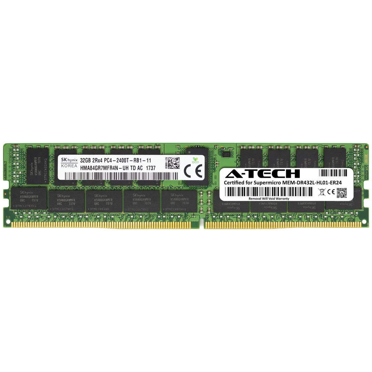 A-Tech A-Tech 32GB DDR4 2400MHz ECC Registered RDIMM 2Rx4 288-Pin Server Memory — product photo