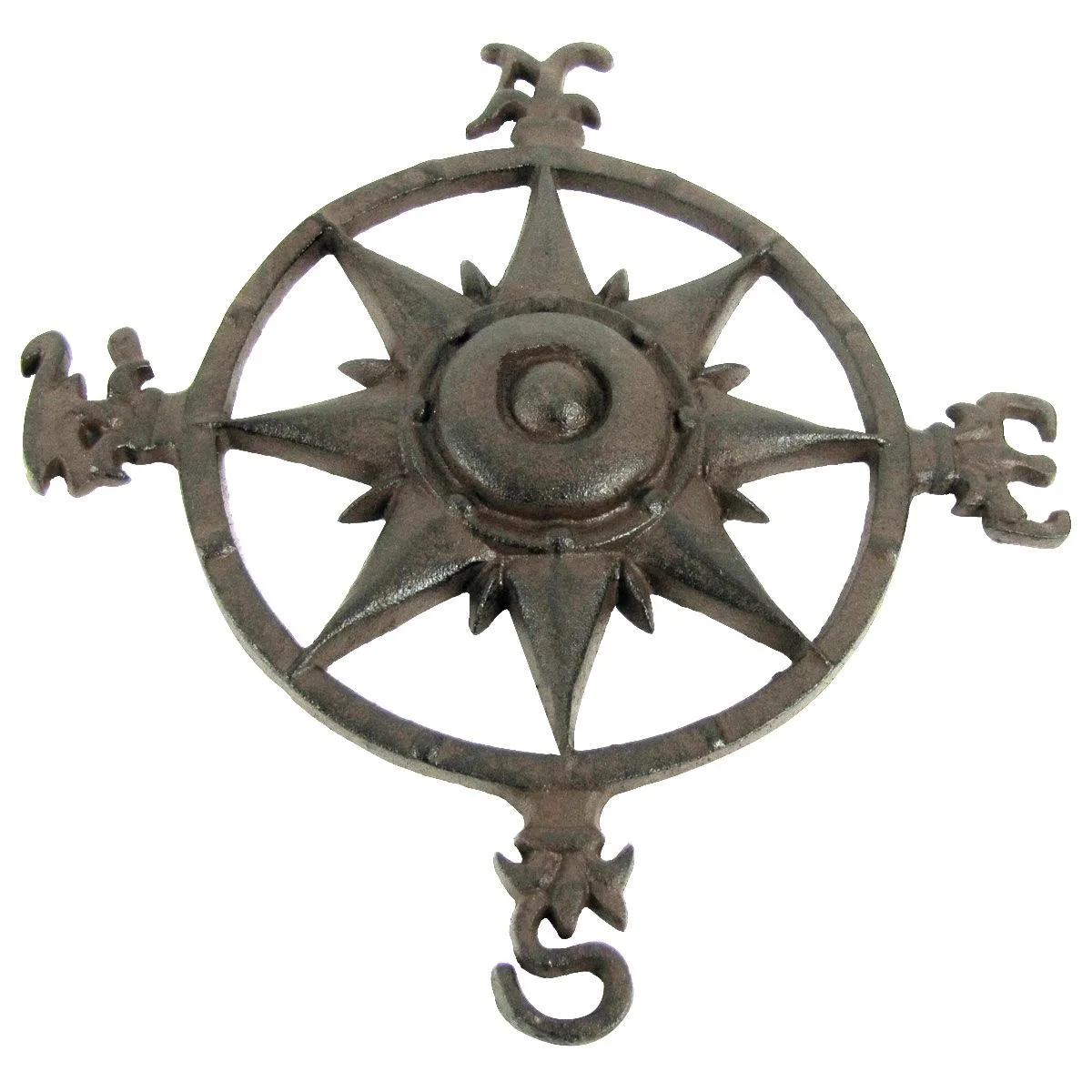 TreasureGurus, LLC TreasureGurus, LLC Rustic Cast Iron Rose Compass Garden Decor — product photo