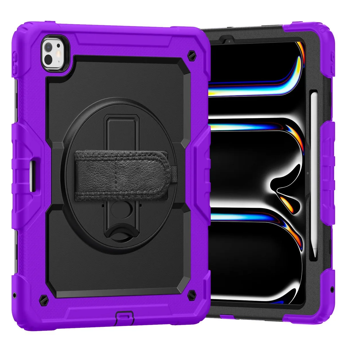Timoom Timoom Heavy Duty Protective Case 13" Purple 360° Stand Shoulder Strap iPad Pro 2024 M4 — product photo