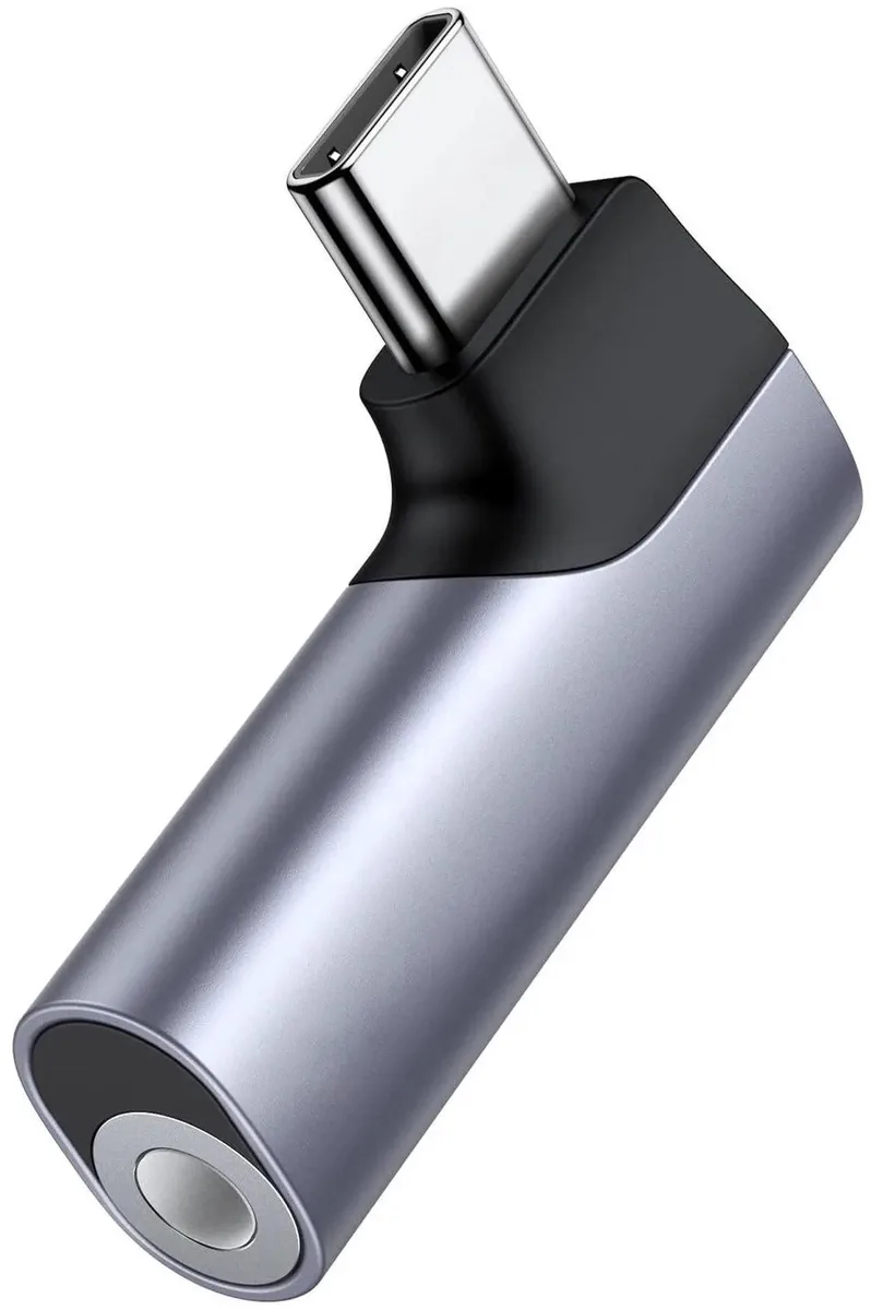 Vszerda Vszerda USB-C to 3.5mm Audio Adapter Right Angle Gray 24bit/96Khz DAC — product photo