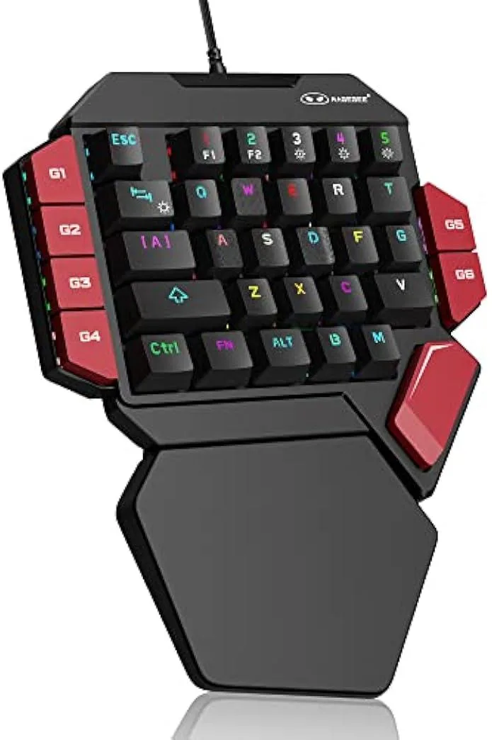 TAURKENAM TAURKENAM One-Handed Gaming Keyboard 35 Keys Blue Switch RGB Black/Red — product photo