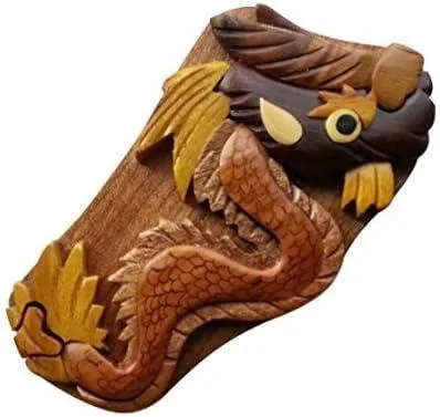 South Asian Handicrafts South Asian Handicrafts Dragon Handmade Wooden Puzzle Box — product photo