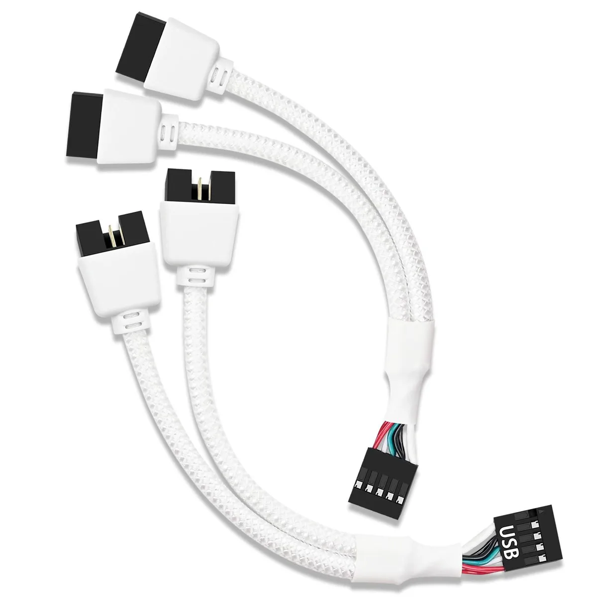 BUCIER BUCIER USB 2.0 9-pin header splitter cable white 6.3in 480Mbps pack of 2 — product photo