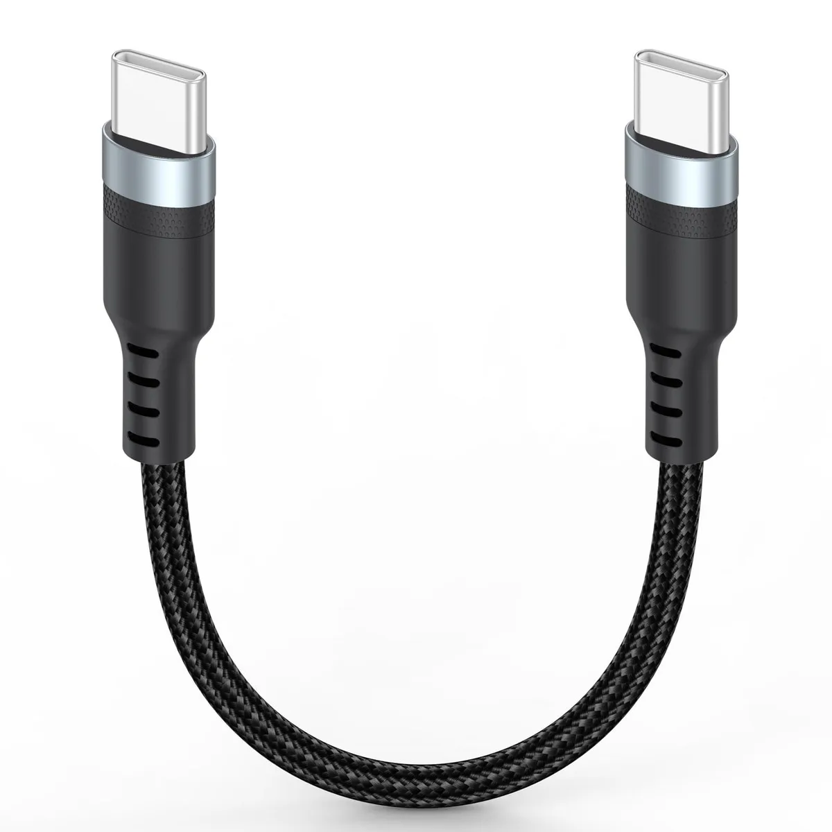  CLAVOOP USB-C to USB-C Cable 3 inch 60W 480Mbps Grey Braided — product photo