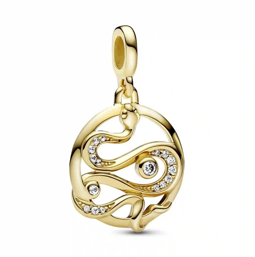 PANDORA PANDORA ME Pavé Snake Medallion 14k Gold-Plated Charm — product photo