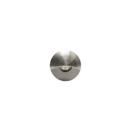 Small cylindrical LED deck light with beveled lens and stainless finish