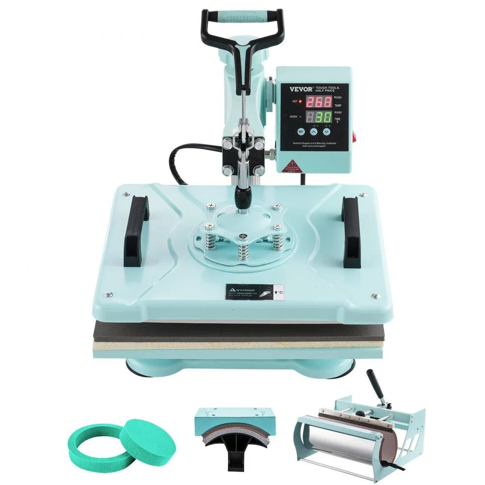VEVOR VEVOR 12 x 15 in 5-in-1 Heat Press with 30 oz Tumbler, Green — product photo