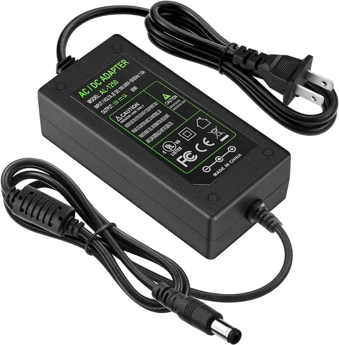 BASEUS BASEUS 12V 5A AC Adapter US Plug 4.6FT Cord 5.5x2.5mm Jack — product photo