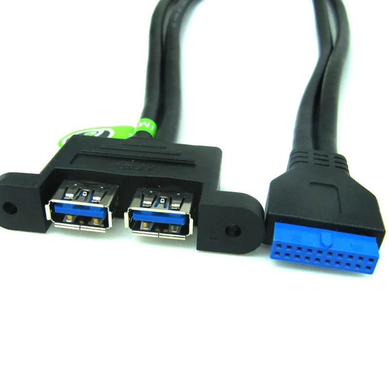 ModMyMods ModMyMods USB 3.0 20-Pin to Dual Type-A Extension Cable with Panel Mounts 50cm — product photo