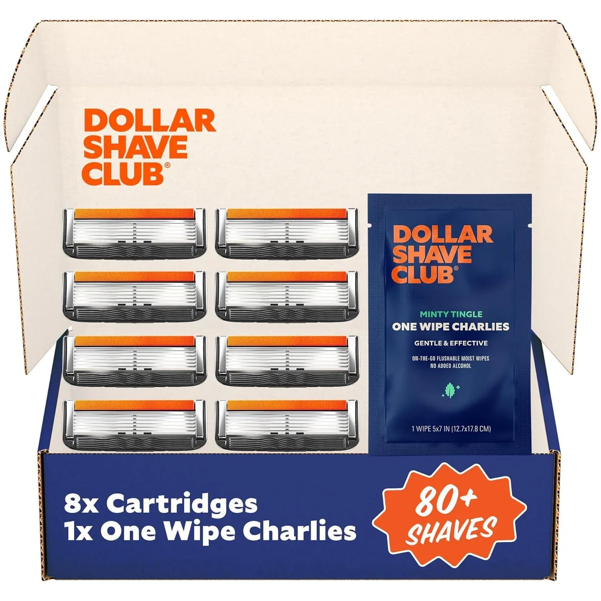 TAURKENAM TAURKENAM 6 Blade Razor Refills 8 Pack with One Wipe Charlies trimmers for men — product photo