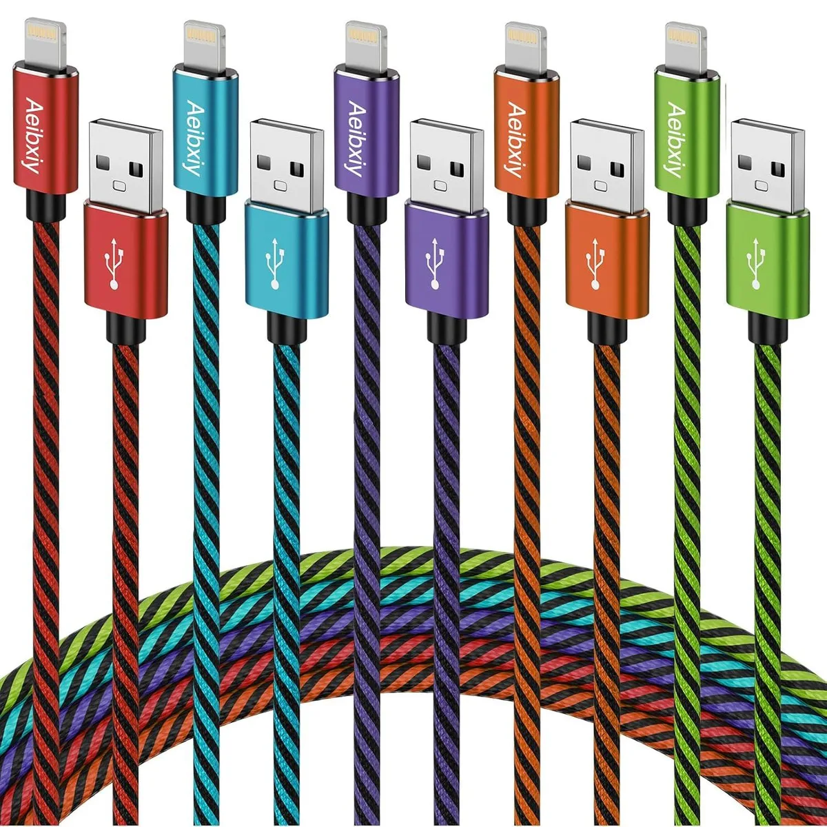 MCHOSE MCHOSE Lightning Cable 10FT 5 Pack MFi Certified Nylon Braided — product photo