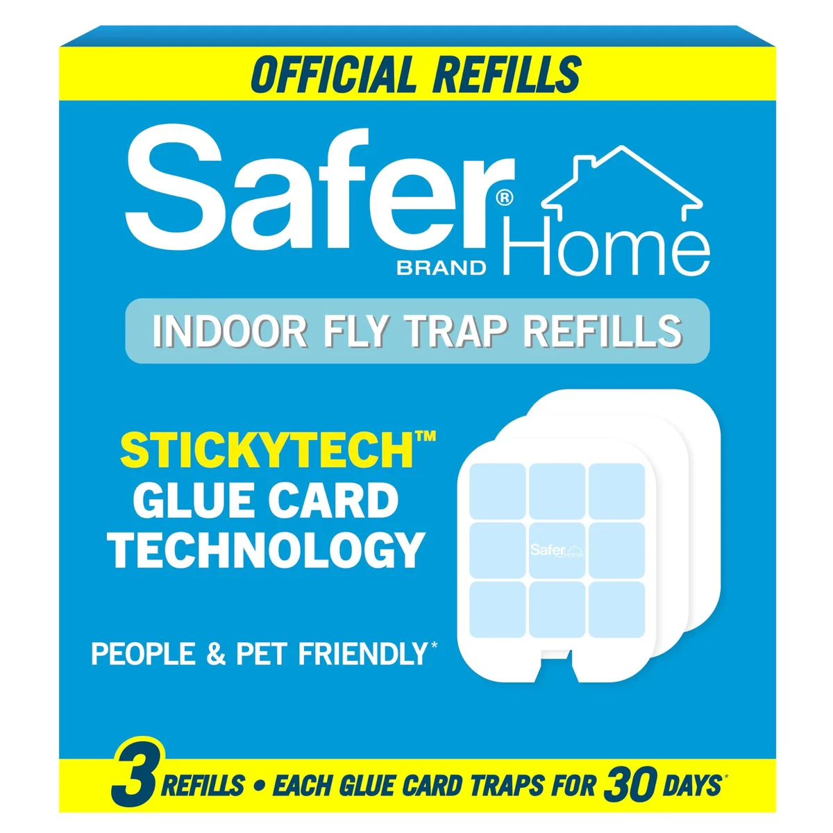 Three rectangular white glue cards in sealed packaging