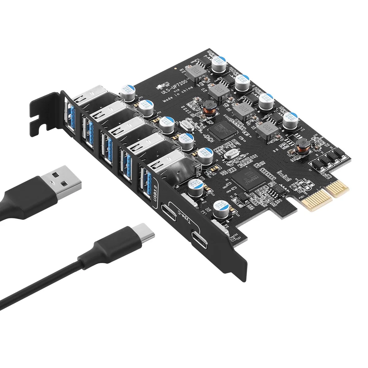 ESTONE ESTONE PCIE25A2C 7-Port USB 3.0 Expansion Card (5× USB-A, 2× USB-C) 5 Gbps — product photo