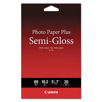 Pack of 20 semi-gloss photo paper sheets, 5 by 7 inches, 69 lbs weight