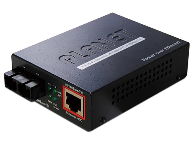 PLANET PLANET FTP-802S15 100Base-FX to 10/100Base-TX PoE Media Converter SC SM 15 km SFP transceiver — product photo