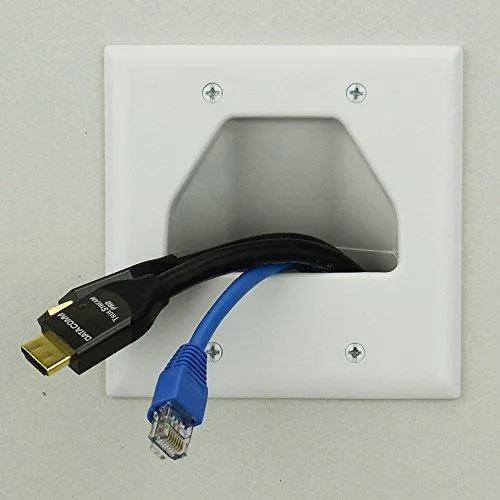 DataComm Electronics, Inc. DataComm Electronics 45-0002-Wh 2-Gang Recessed Low Voltage Cable Plate White — product photo
