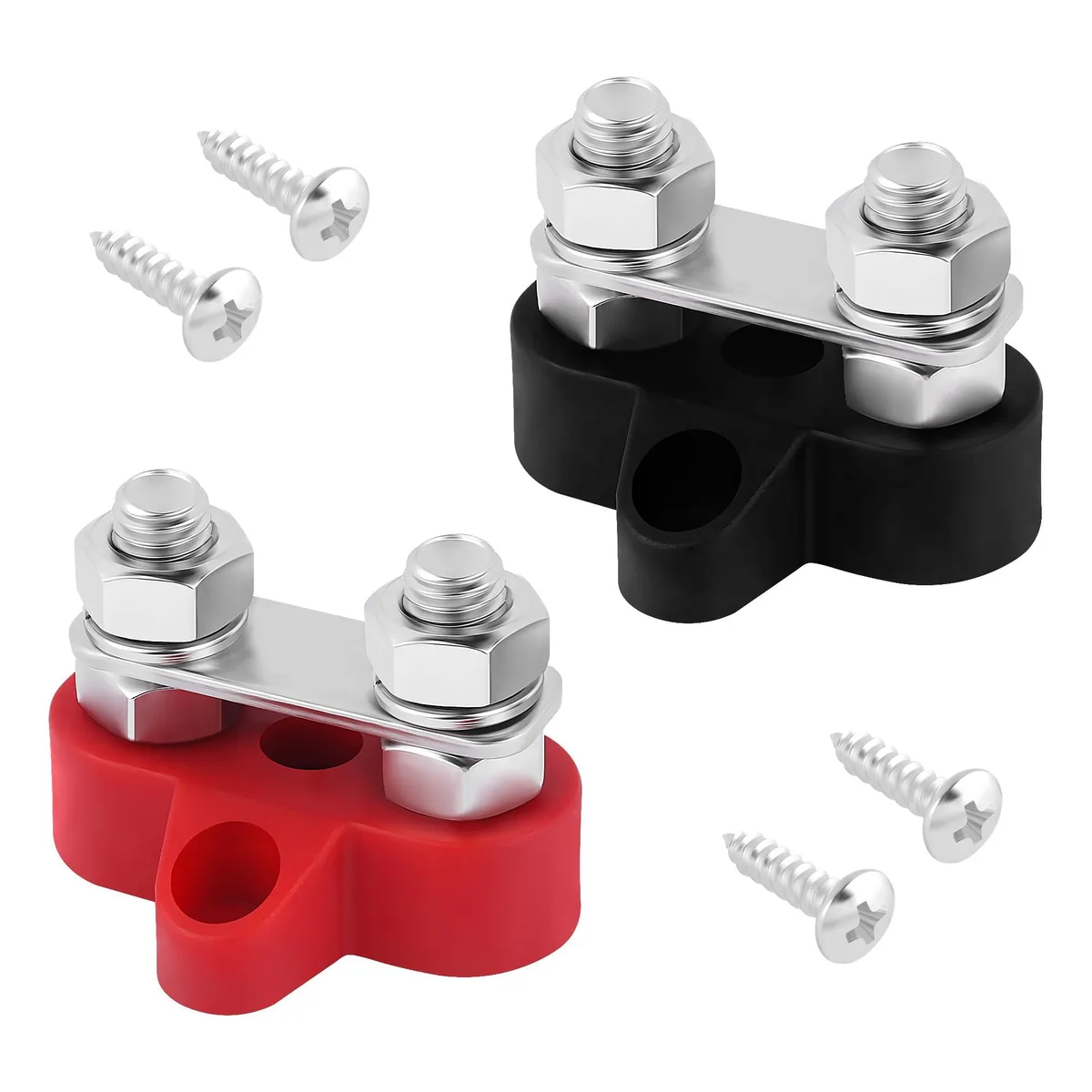  ihotder Battery Terminal Distribution Block M8 Dual Studs 12V 80A 2PCS Black — product photo