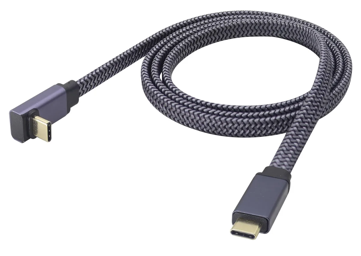 Vszerda Vszerda USB Type C 3.1 10Gbps 60W 4K 60Hz 90 Degree Braided Flat Cable 1M — product photo