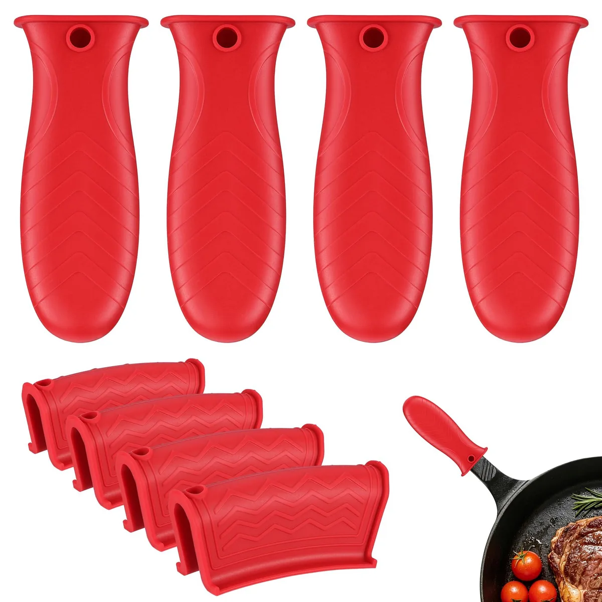 PARGRILL Cast Iron Handle Cover 8 Pack Red — product photo