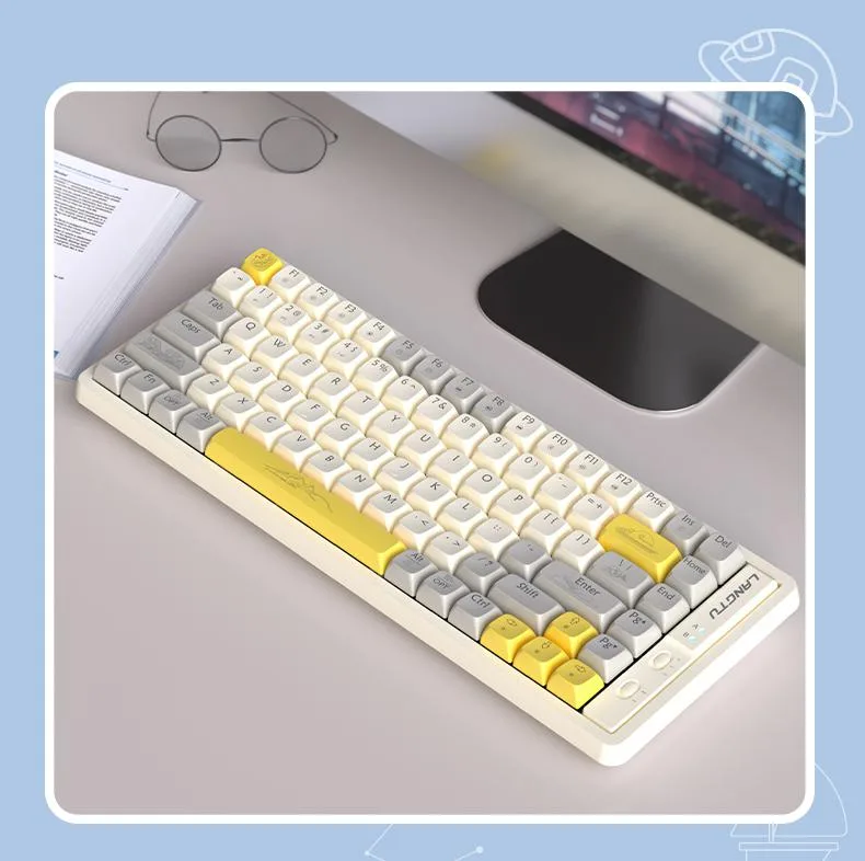 LANGTU LANGTU GK85 Billiant Wireless Gaming Keyboard 85 Keys Yellow White Bluetooth 5.0 — product photo