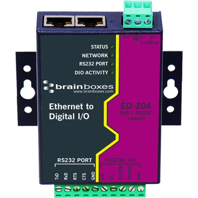 Brainboxes Brainboxes ED-204 Ethernet 4 DIO RS232 Switch device server — product photo