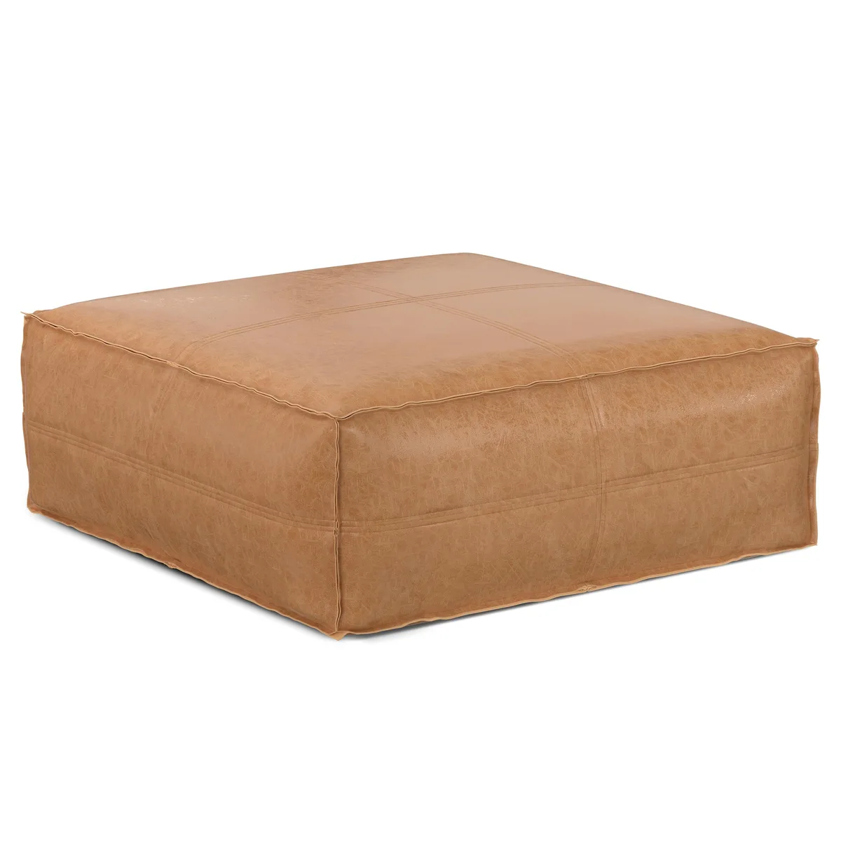 tuphen tuphen Brody Extra Large Coffee Table Pouf Distressed Brown 36x36x14 — product photo