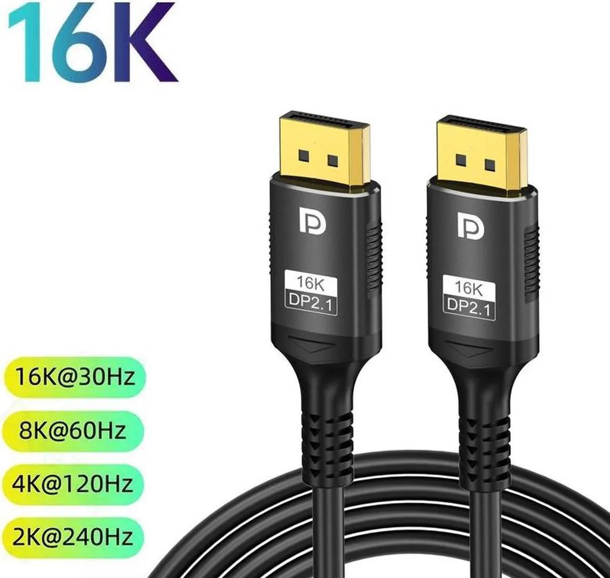 SMUGDESK SMUGDESK DisplayPort 2.1 Cable 80Gbps 16K@30Hz 8K@120Hz 4K@240Hz 2M — product photo