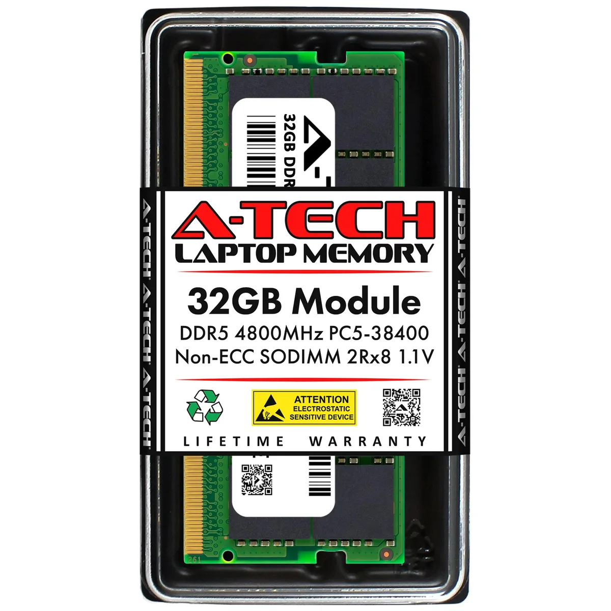 A-Tech A-Tech 32GB DDR5 4800MHz CL40 262-Pin SODIMM Micron MTC16C2085S1SC48B BA1 Laptop RAM — product photo
