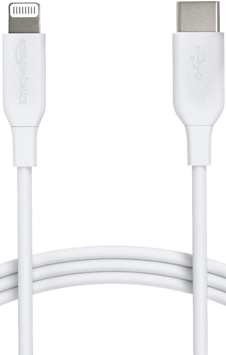  AmazonBasics USB-C to Lightning Cable 6 ft White MFi 18W — product photo