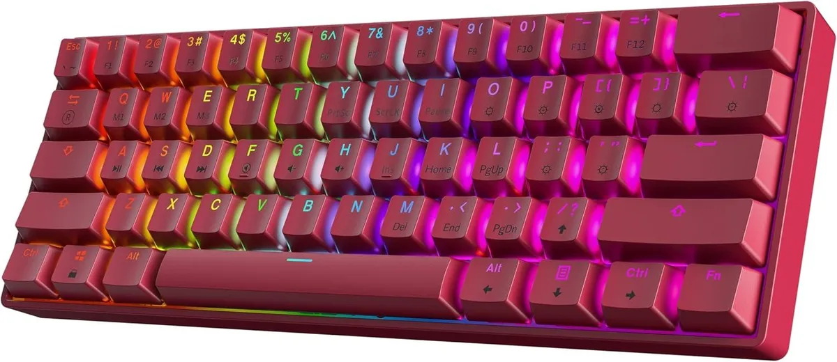 TUKO TUKO GK61 60% v3 Hotswap Mechanical Gaming Keyboard Pink Cherry MX Speed Silver 61 Keys — product photo
